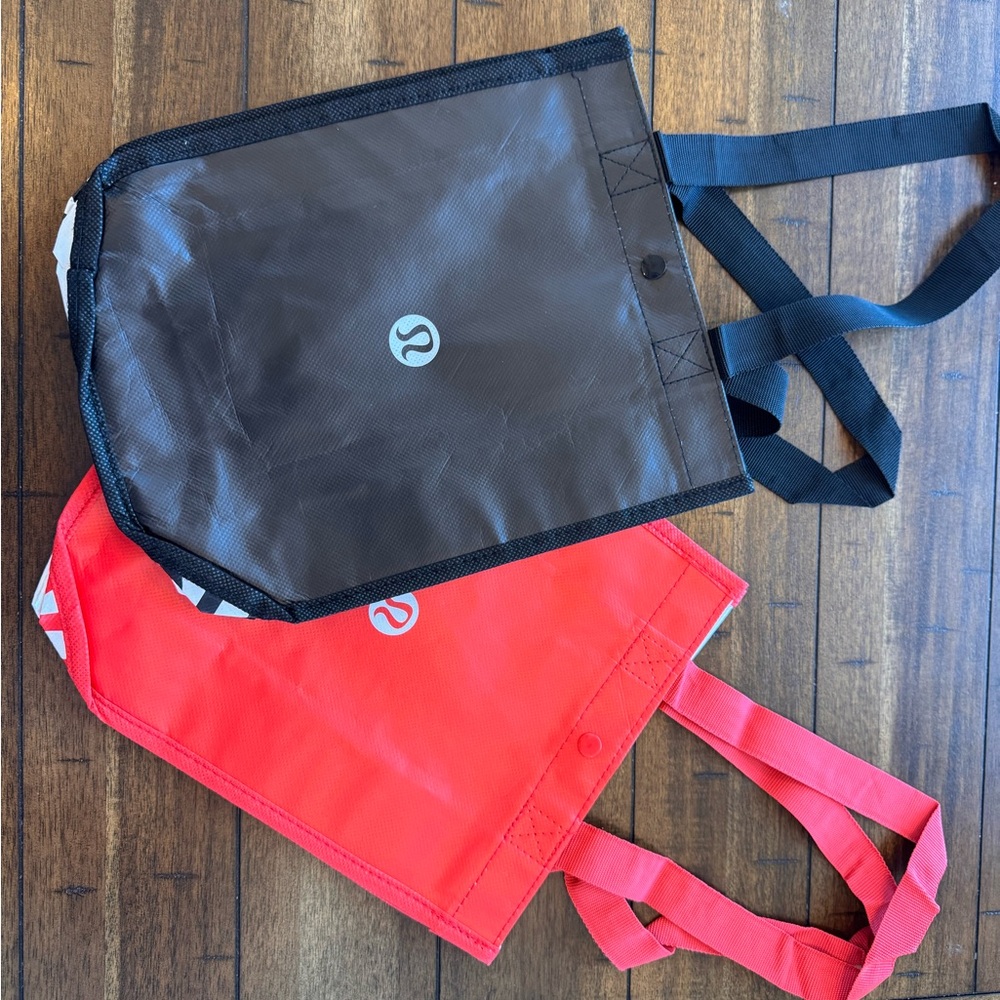Lululemon Reusable Tote Bags – Set of 2 – Black & Red – Like New